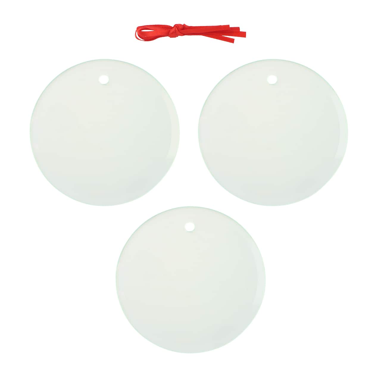 3" Round Clear Frosted Glass Sublimation Ornaments, 3ct. by Make Market®